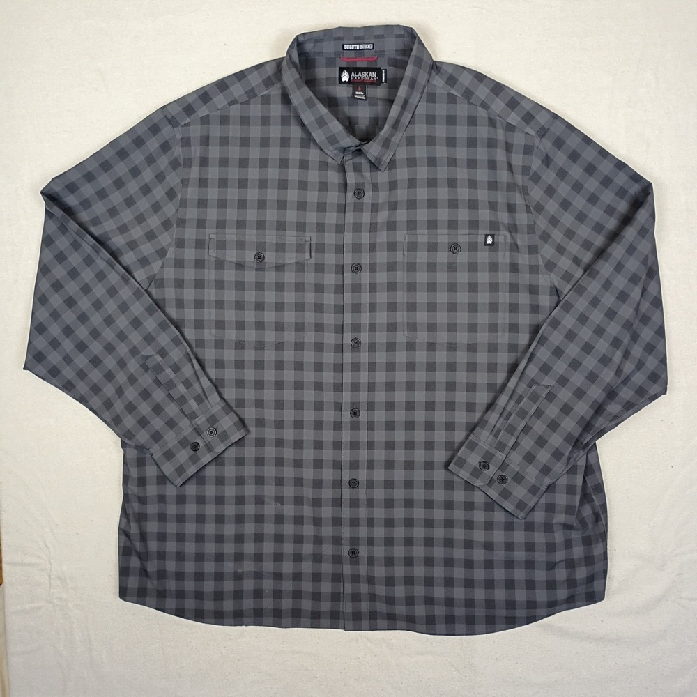 Alaskan Hardgear Duluth Mens 3XL Grey Buffalo Check Plaid Untucked Shirt 3237-86
